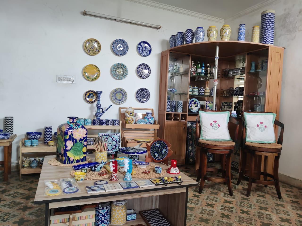 Inside the Tanzy's Blue Pottery pottery studio